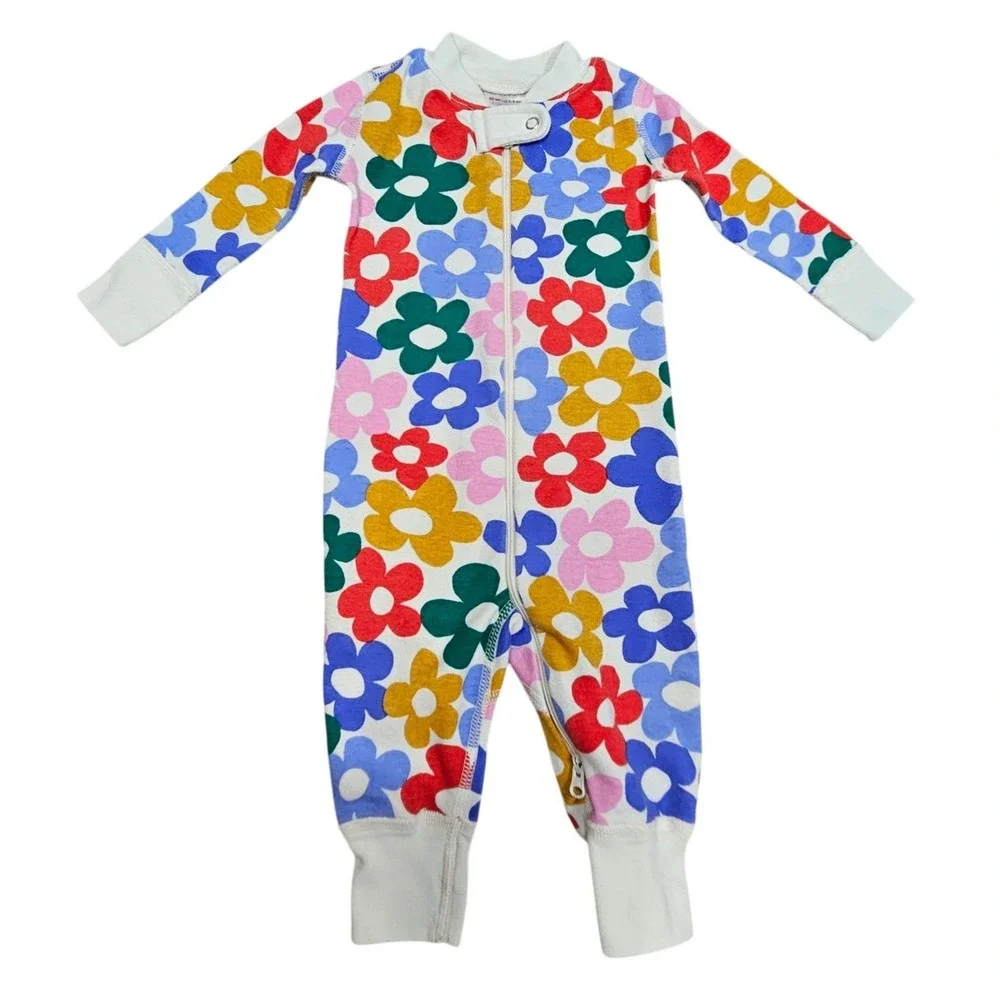 Hanna Andersson Sleeper Baby 3-6M Multi Floral Organic Cotton Zip Pajamas Sleepy